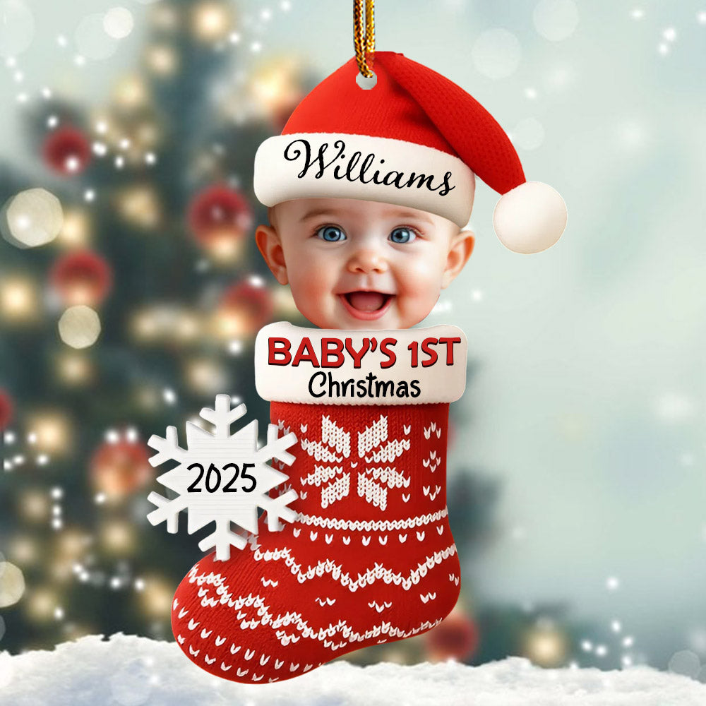 Custom Photo Baby's 1ST Christmas - Personalized Acrylic Ornament T1807 Li29
