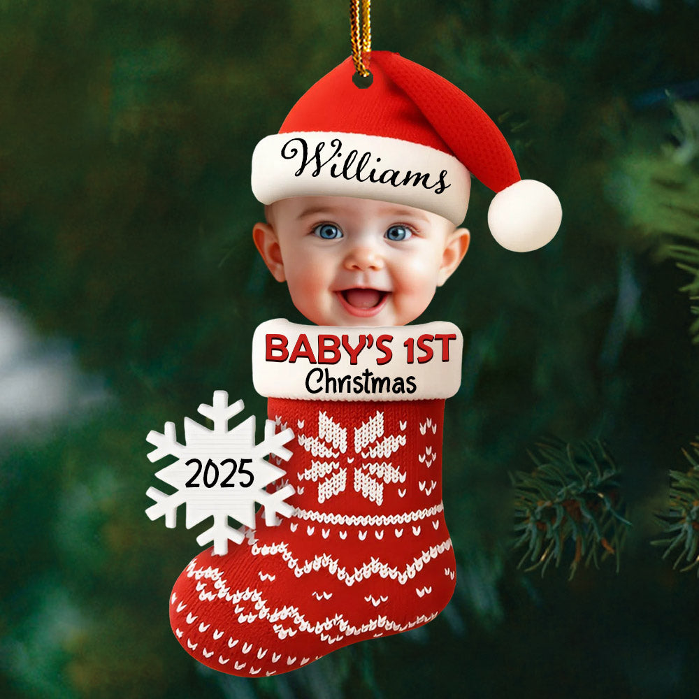 Custom Photo Baby's 1ST Christmas - Personalized Acrylic Ornament T1807 Li29