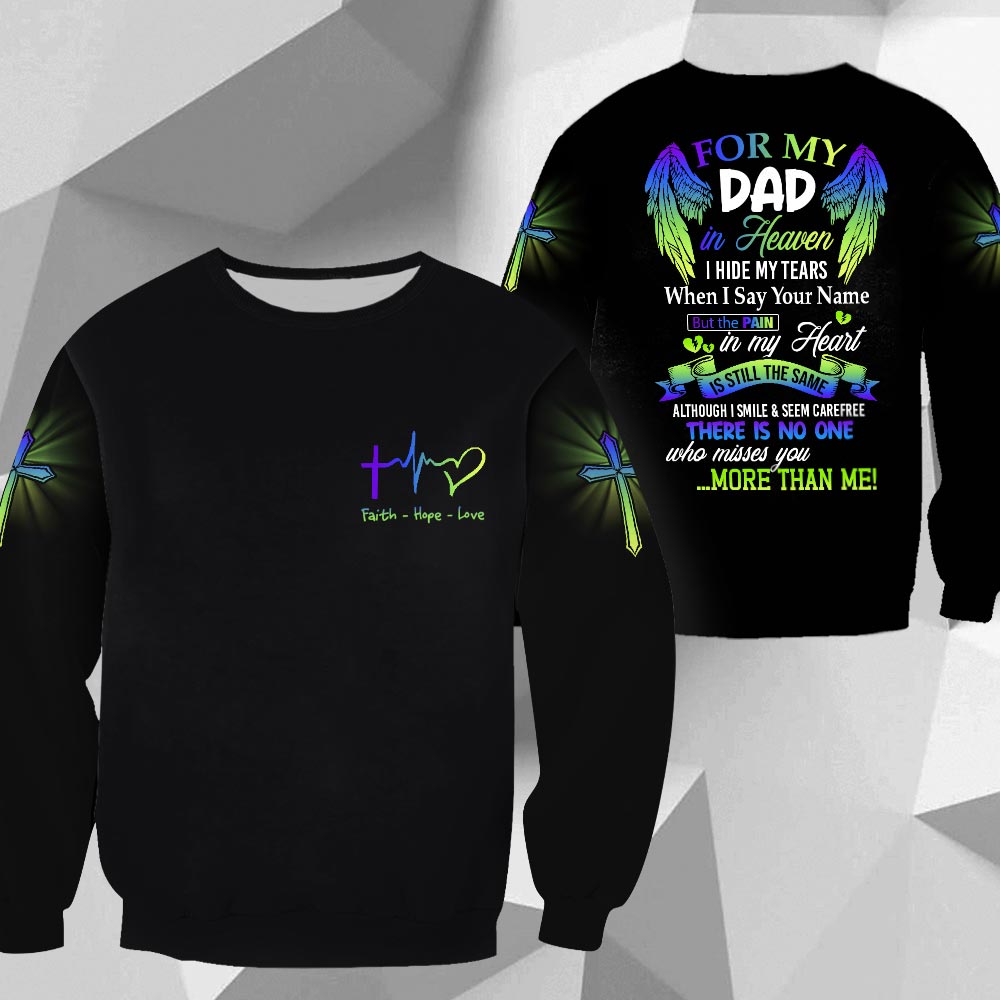 For My Dad in Heaven Personalized Memorial All Over Print Shirt