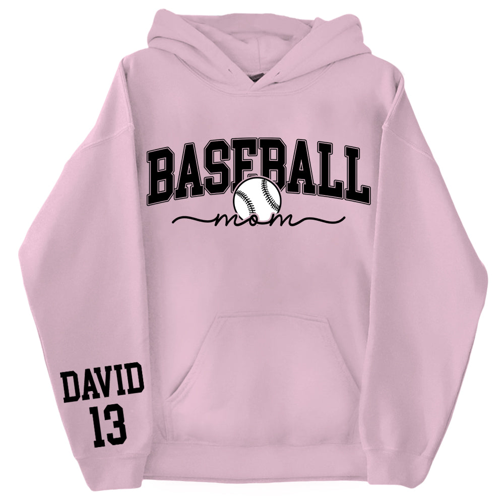 Personalize Baseball Mom Kids Name On Sleeve Sweatshirt, Mom Baseball Sweater, Baseball Mama Shirt, Gift for Baseball Mom, Fall Baseball Season Shirt Do99
