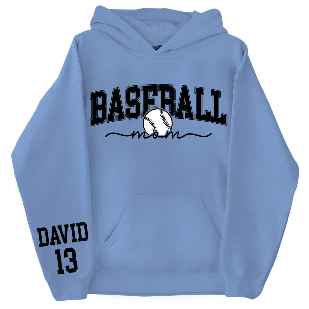 Personalize Baseball Mom Kids Name On Sleeve Sweatshirt, Mom Baseball Sweater, Baseball Mama Shirt, Gift for Baseball Mom, Fall Baseball Season Shirt Do99