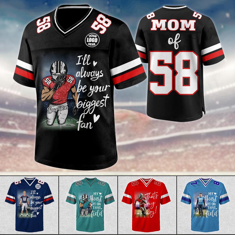Custom Photo Football Game Day Football Jersey Gift For Football Lovers - Personalized Gift For Football Player Vr2