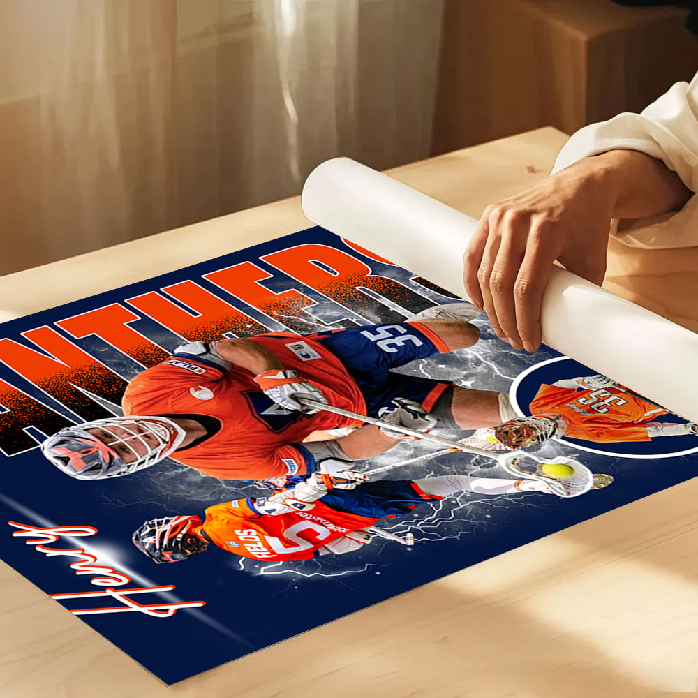 Custom Photo Lacrosse Player Poster - Personalized Team Name School Name Bootleg Poster T1807 Do99