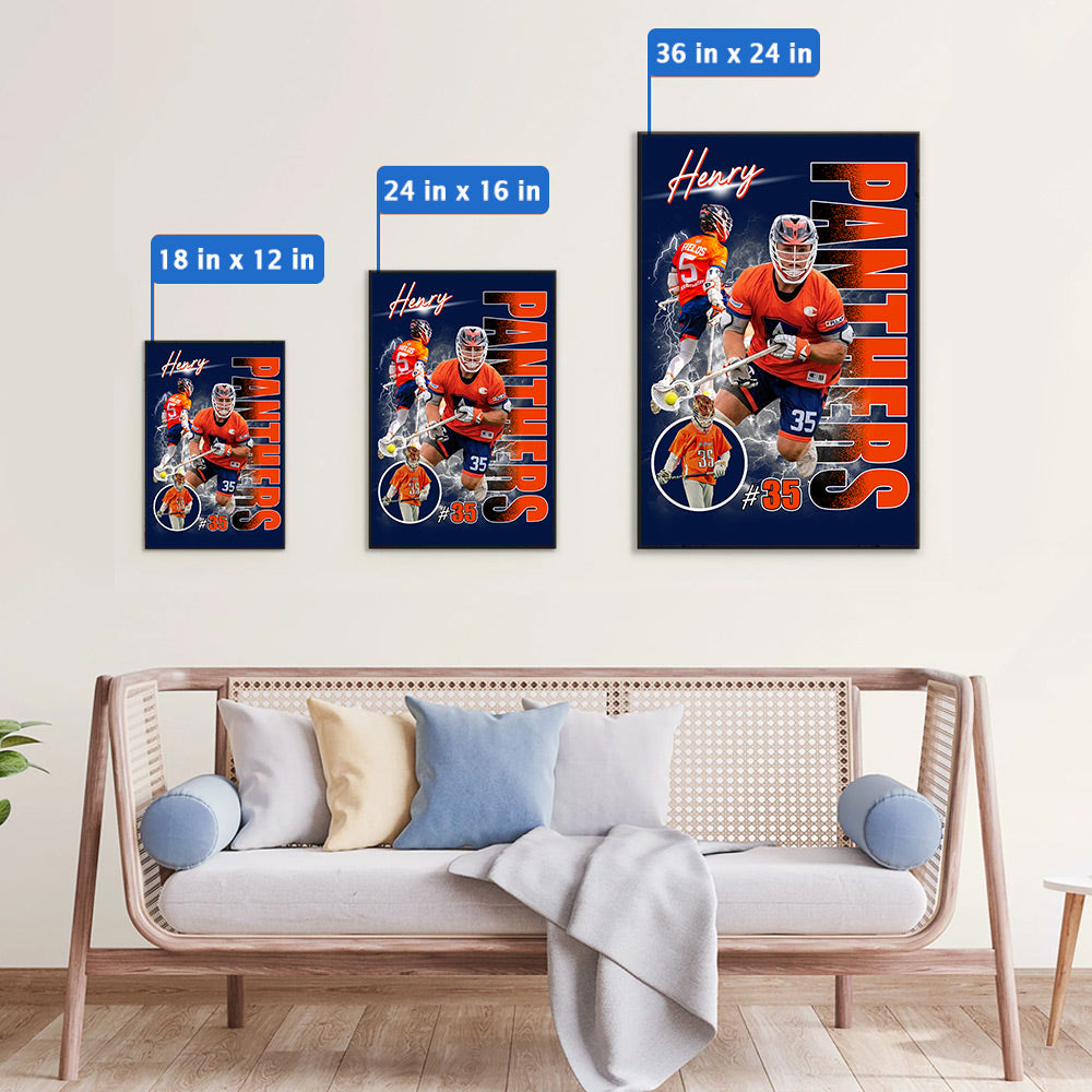 Custom Photo Lacrosse Player Poster - Personalized Team Name School Name Bootleg Poster T1807 Do99