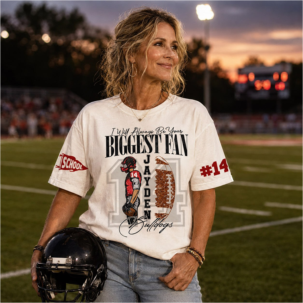 Personalized Vintage “Biggest Fan” Football Shirt, Custom School Team Name, Game Day Shirt, Gift For Football Lovers T1807 Pt99
