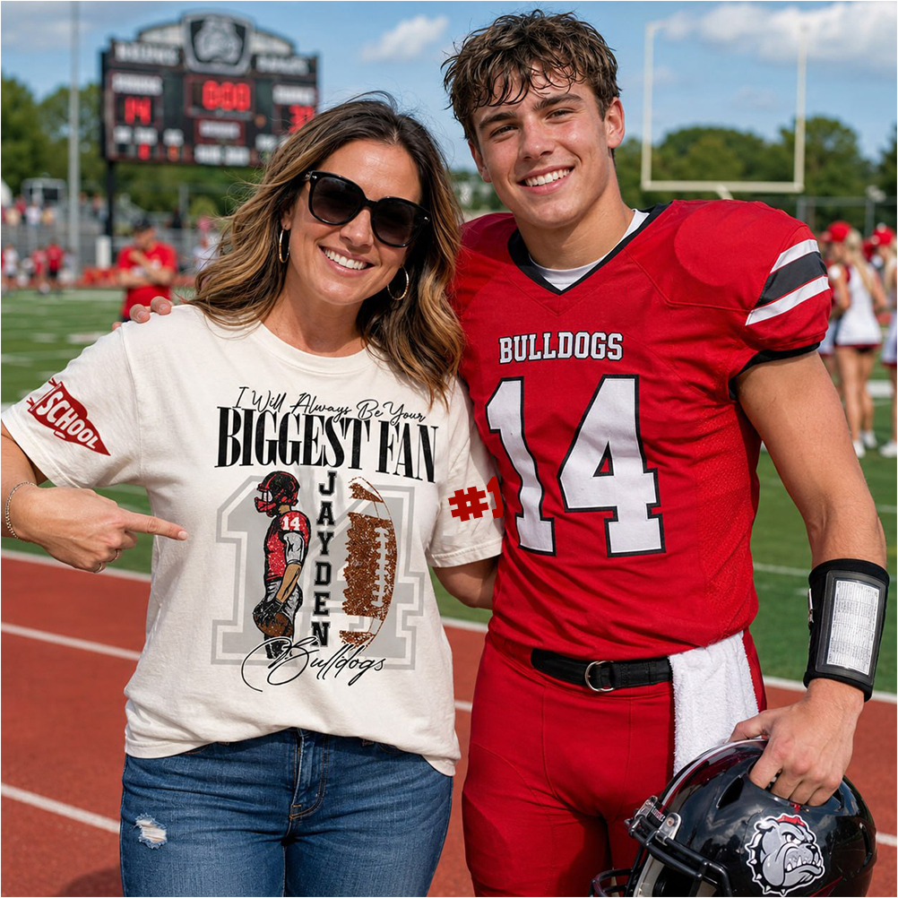 Personalized Vintage “Biggest Fan” Football Shirt, Custom School Team Name, Game Day Shirt, Gift For Football Lovers T1807 Pt99