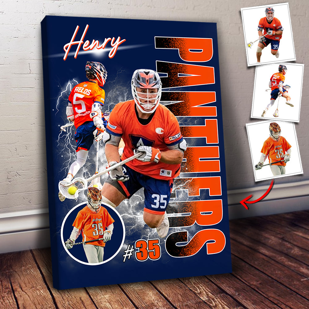 Custom Photo Lacrosse Player Poster - Personalized Team Name School Name Bootleg Poster T1807 Do99