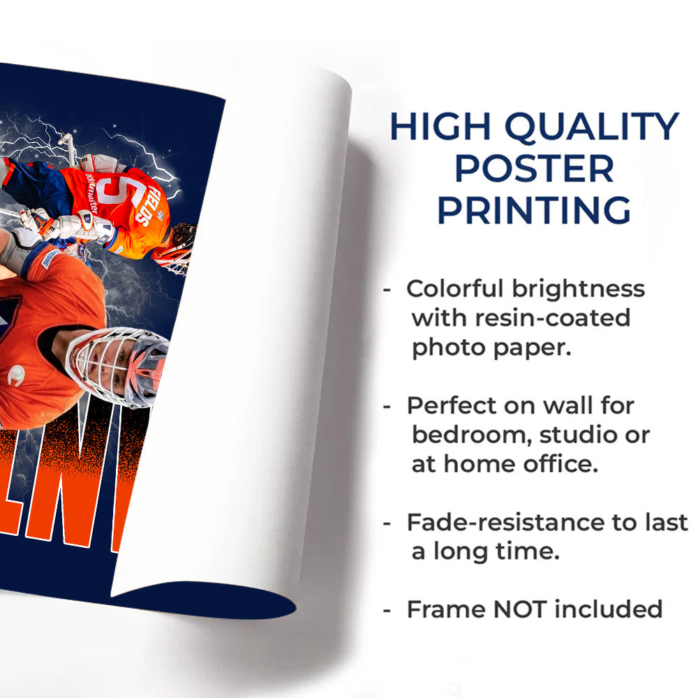 Custom Photo Lacrosse Player Poster - Personalized Team Name School Name Bootleg Poster T1807 Do99