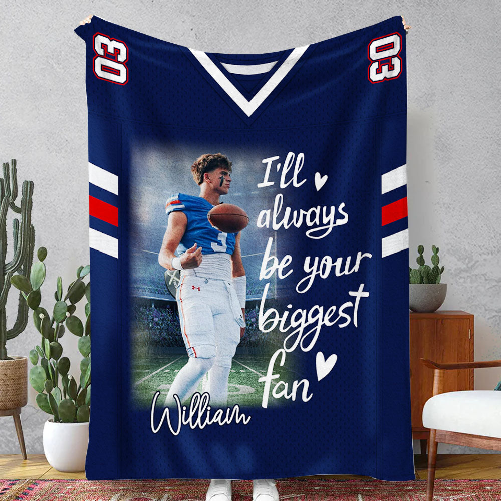 Custom Photo Football Game Day Football Jersey Blanket - Personalized Gift For Football Player A2110 Pt99