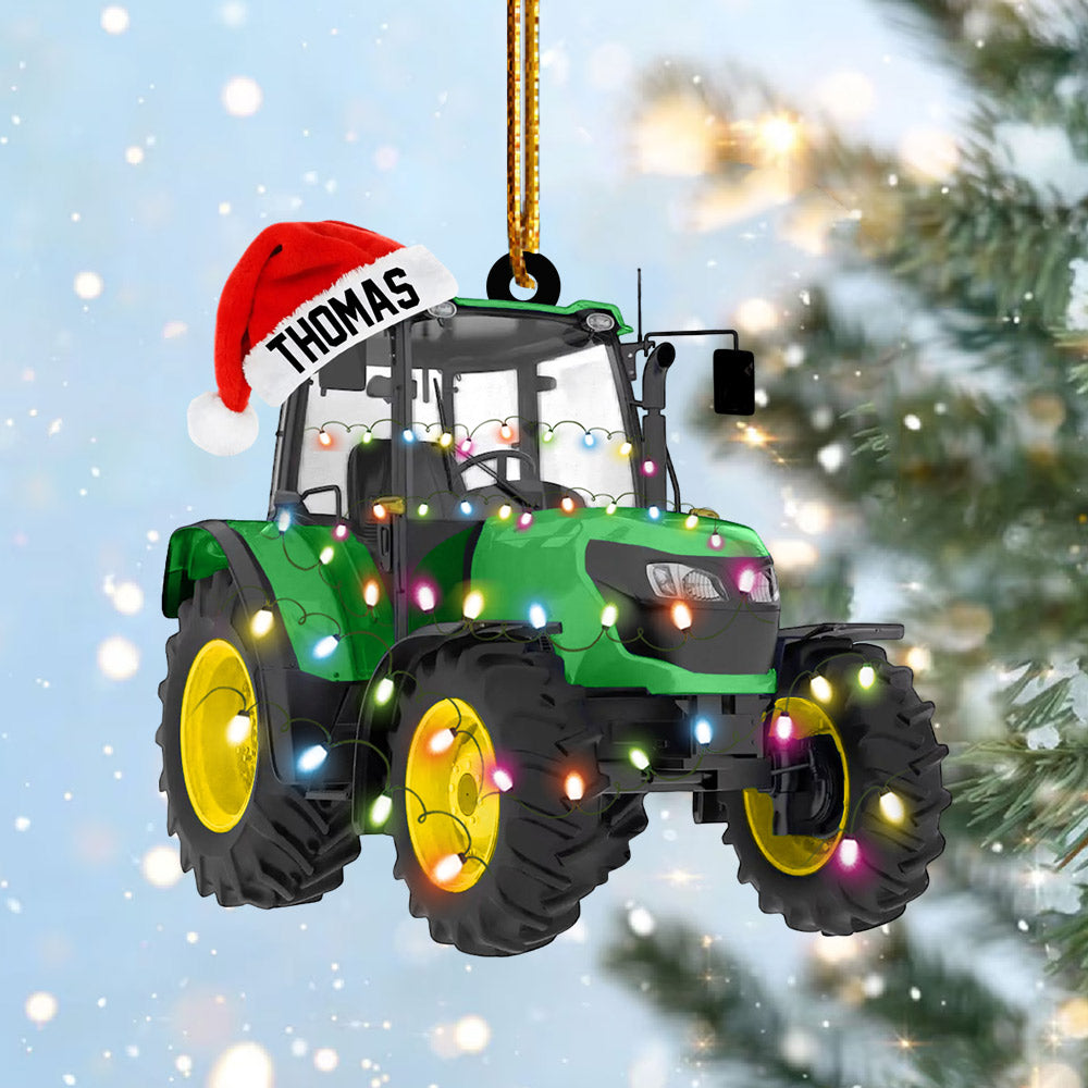 Personalized Tractor Christmas Ornament, Tractor Flat Ornament, Custom Name Tractor Ornament For Tractor Driver - HH0511 Li29