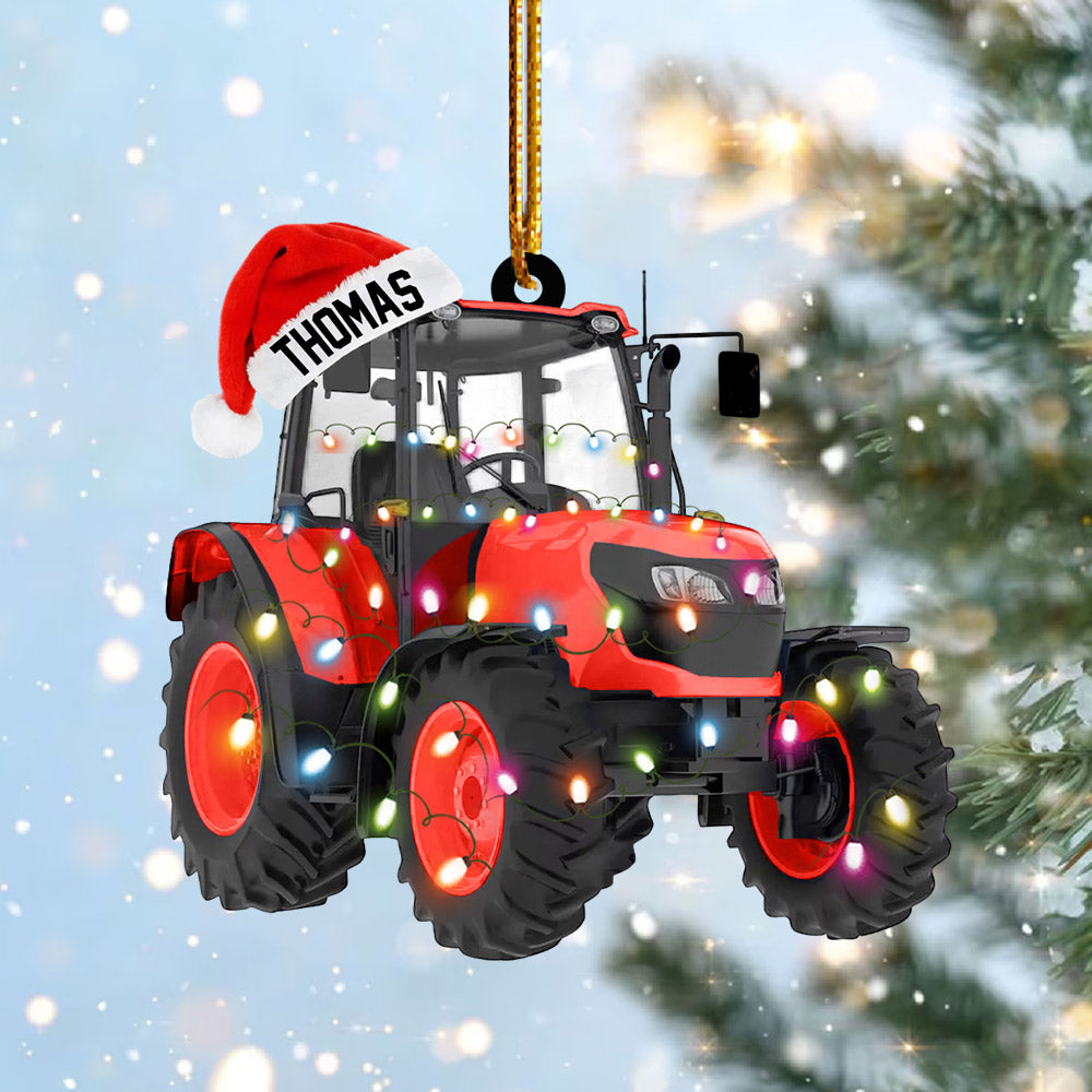 Personalized Tractor Christmas Ornament, Tractor Flat Ornament, Custom Name Tractor Ornament For Tractor Driver - HH0511 Li29