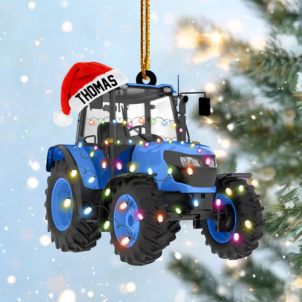 Personalized Tractor Christmas Ornament, Tractor Flat Ornament, Custom Name Tractor Ornament For Tractor Driver - HH0511 Li29