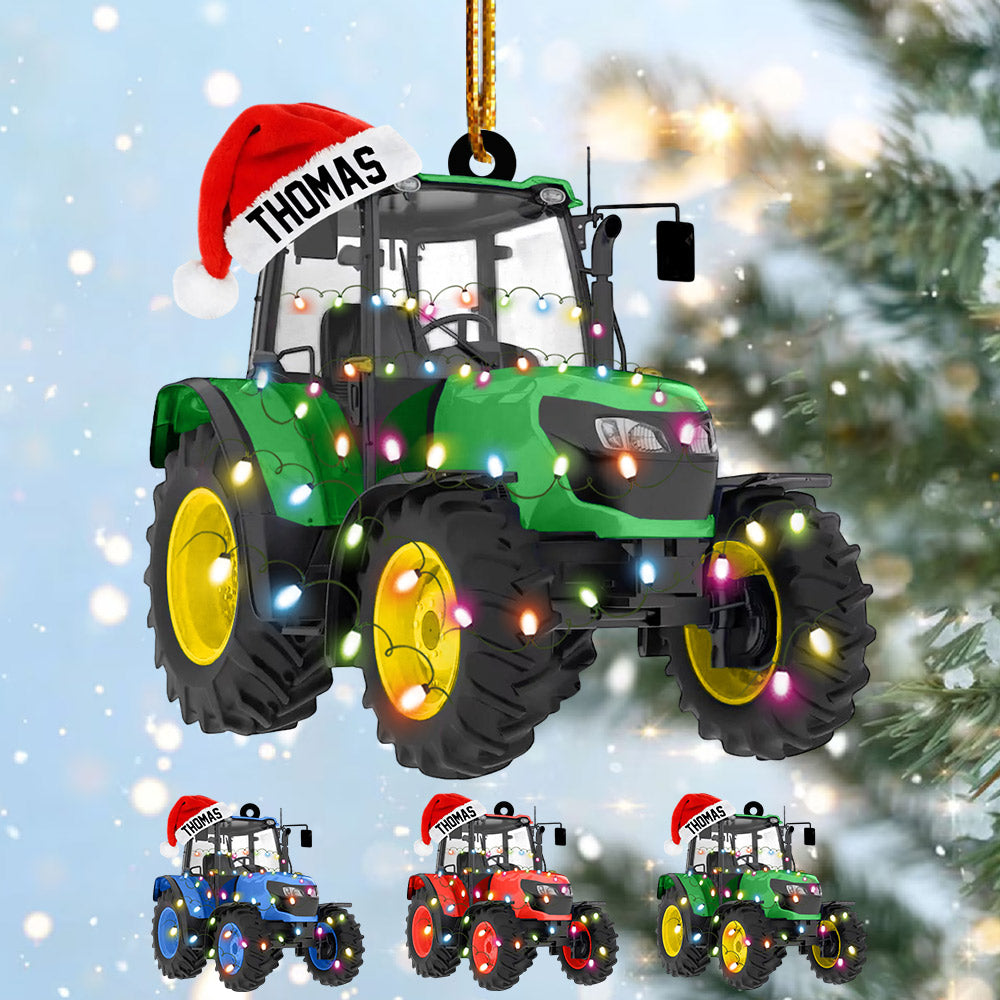 Personalized Tractor Christmas Ornament, Tractor Flat Ornament, Custom Name Tractor Ornament For Tractor Driver - HH0511 Li29