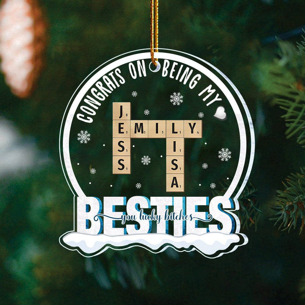 Custom Besties Crossword Puzzle Ornament Vr2 - N3005 Li29