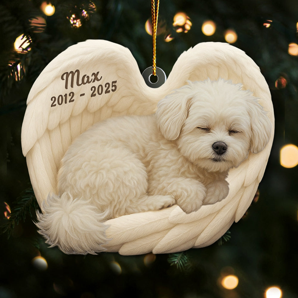 Personalized Dog Sleeping Angel Acrylic Ornament - Custom Photo Gifts For Dog Lover T1807