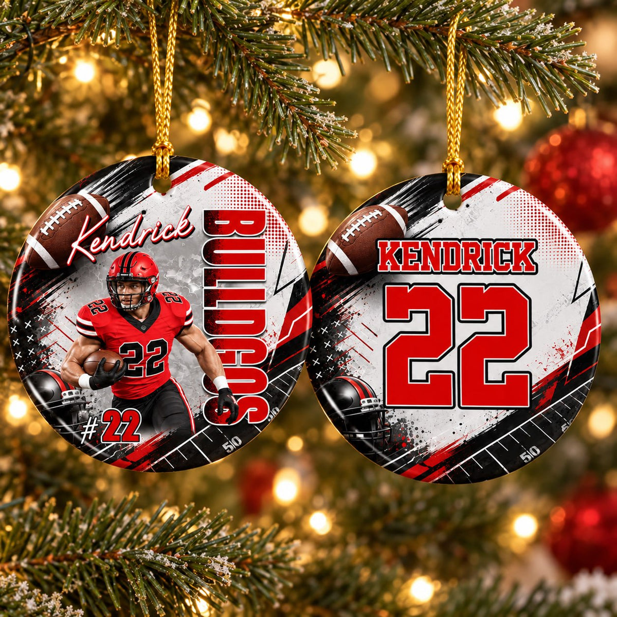 Personalized Football Ceramic Ornament For Christmas - Gifts For Football Lovers & Family NA04 T24