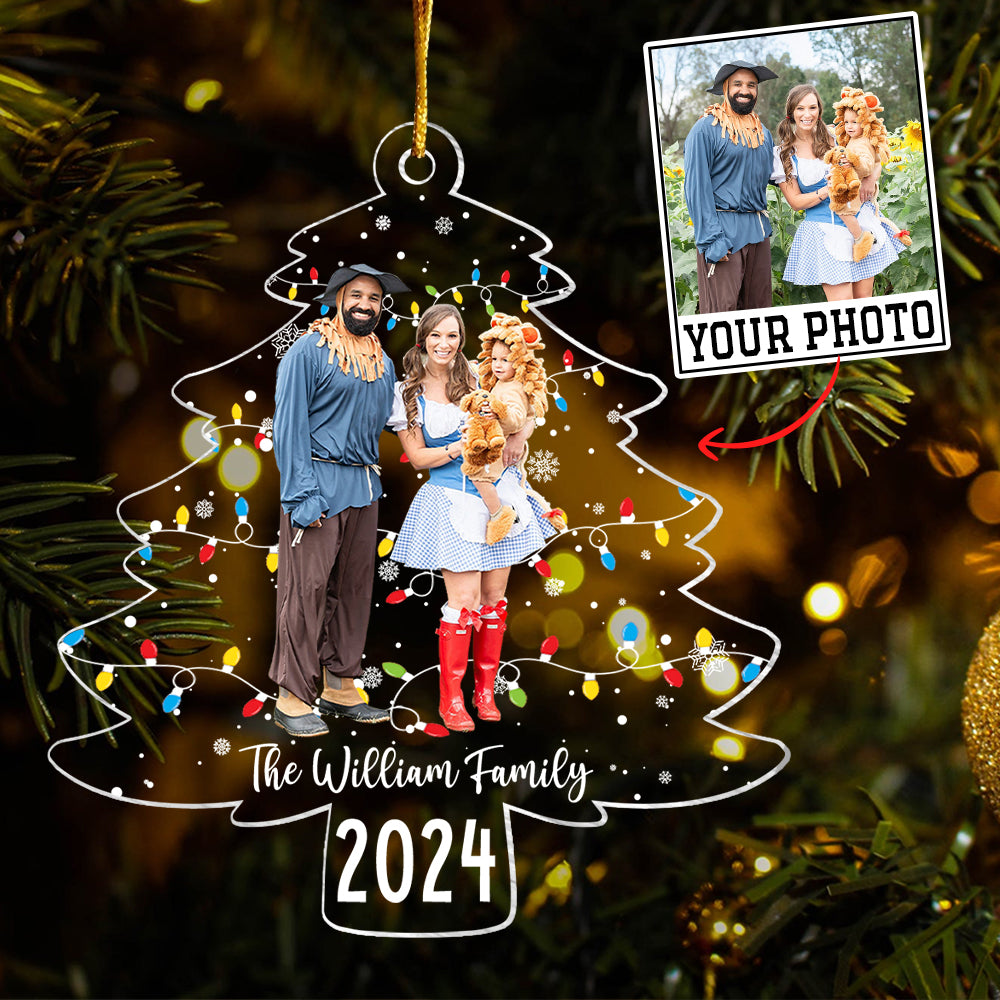 Custom Photo On Christmas Tree Lights - Personalized Acrylic Family Photo Ornament