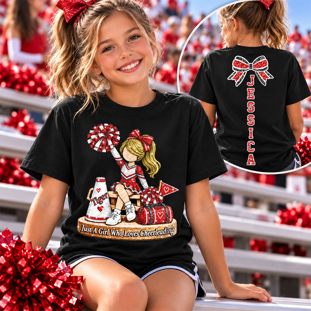 Custom Just A Girl Who Loves Cheerleading Shirt, Cheer Team Senior Night Gift L0411 Hv01