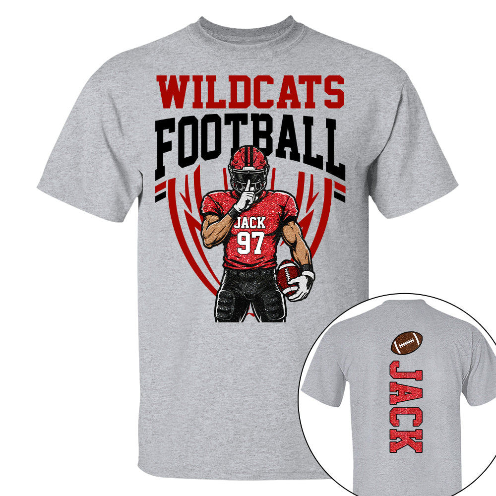 Custom Football Team Name & Number Shirt Football Mom Shirt Football Team Shirt Game Day Shirt Gift for Mom High School Football Cheer Shirt Vr2