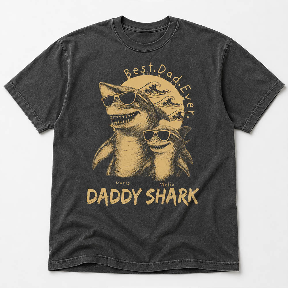 Best Daddy Ever, Personalized Daddy Shark T-Shirt, Father Day Funny Gifts for Dad, Papa A2110