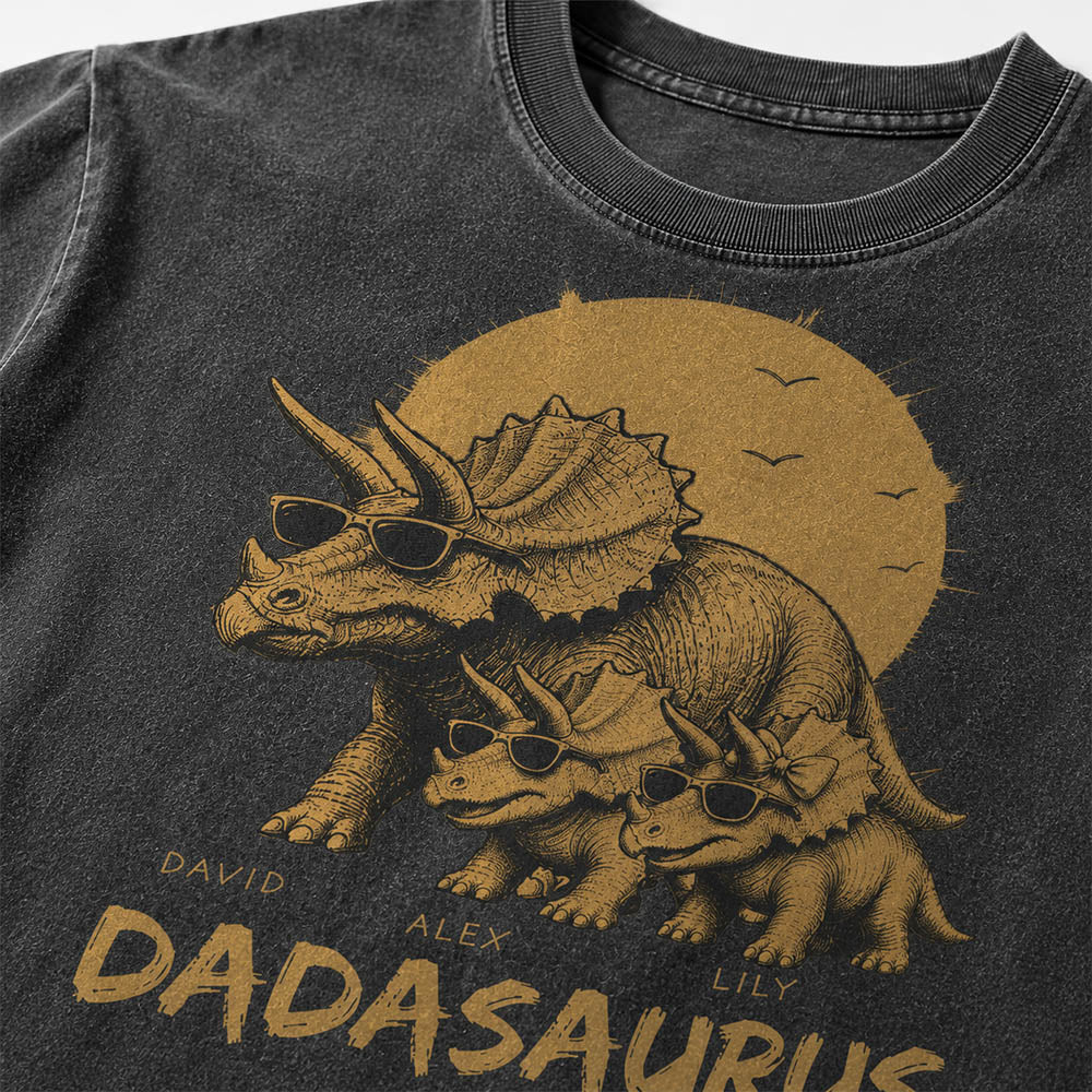 Personalized Funny Dadasaurus Animal Dad T Shirts The Best Bucking Papa Triceratops Tees for Dadasaurus