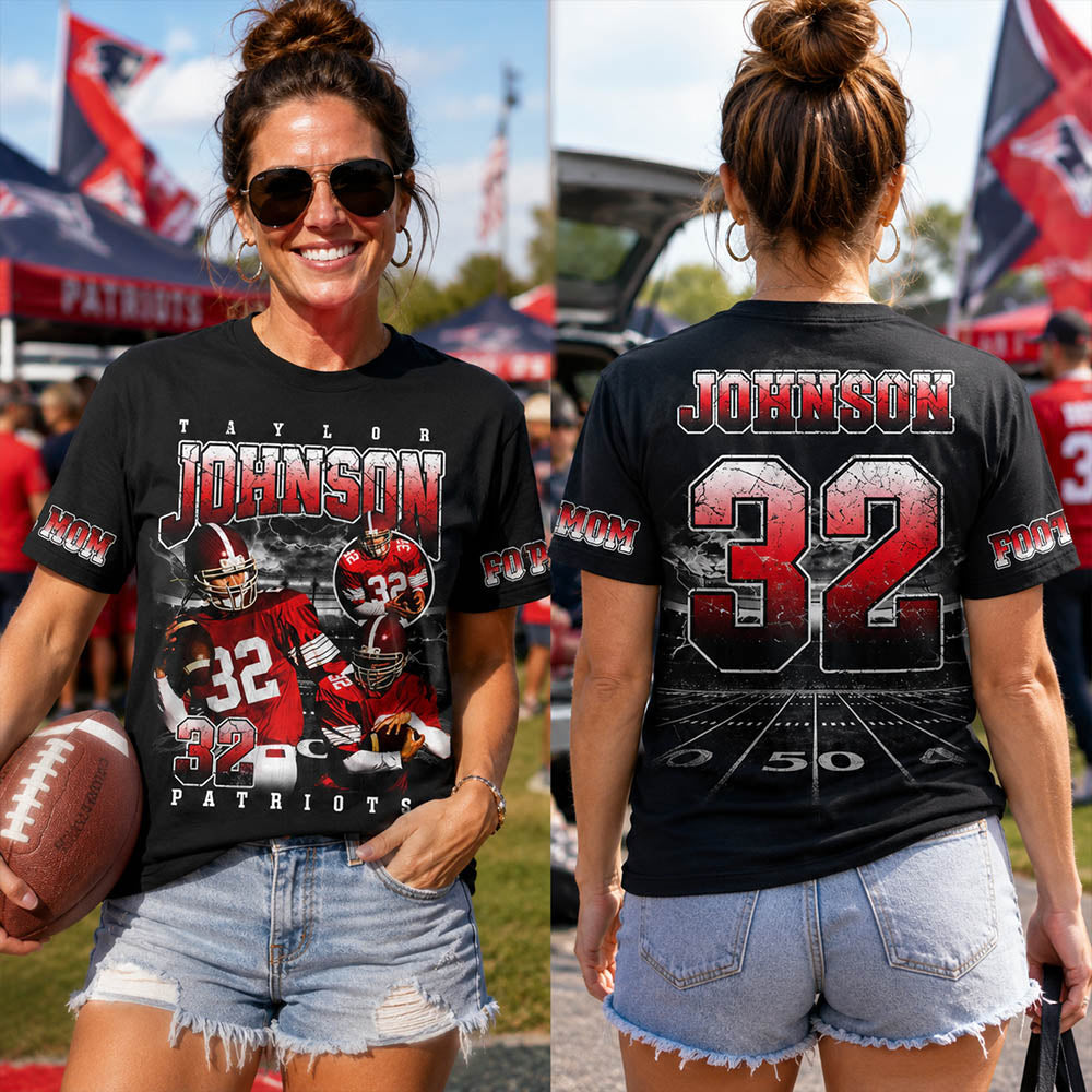 Custom Football All Over Print Shirt Bootleg Player Shirt, Team Name Gift For Football Lovers Game Day Shirt H2511
