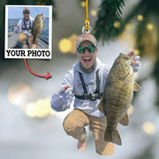 Fishing Custom Photo Ornament Gift For Fishing Lovers, Fisherman - Custom Upload Photo Fisherman