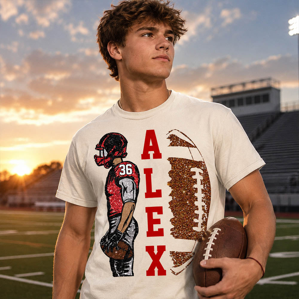 Personalized Football Shirt - Matching Football Player Tee - Adult Youth Team Name - Sports Cheerleader Shirts - Matching Fan Outfits