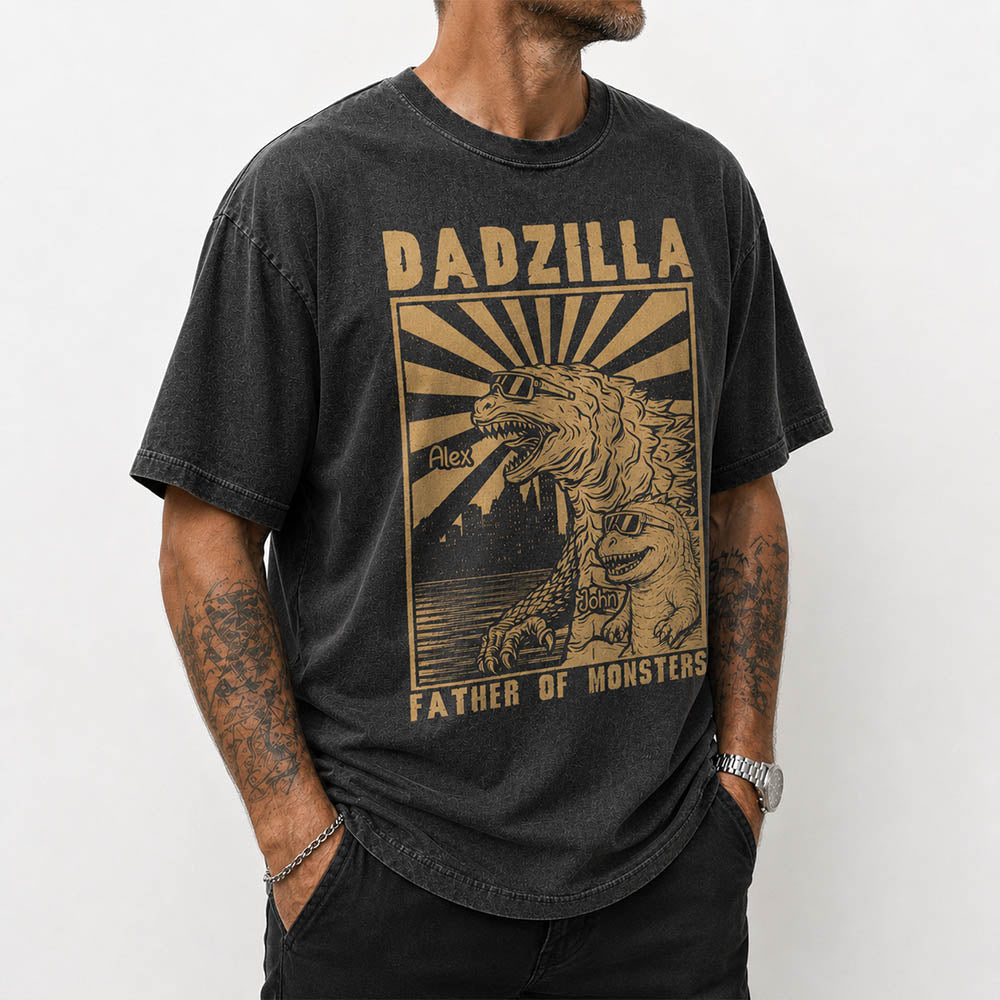 Dadzilla Father Of Monsters Personalized Dadzilla T-Shirt Father Day Gifts for Dad Funny Papa Tshirt Cool Daddy Dinosaur Tee Na02