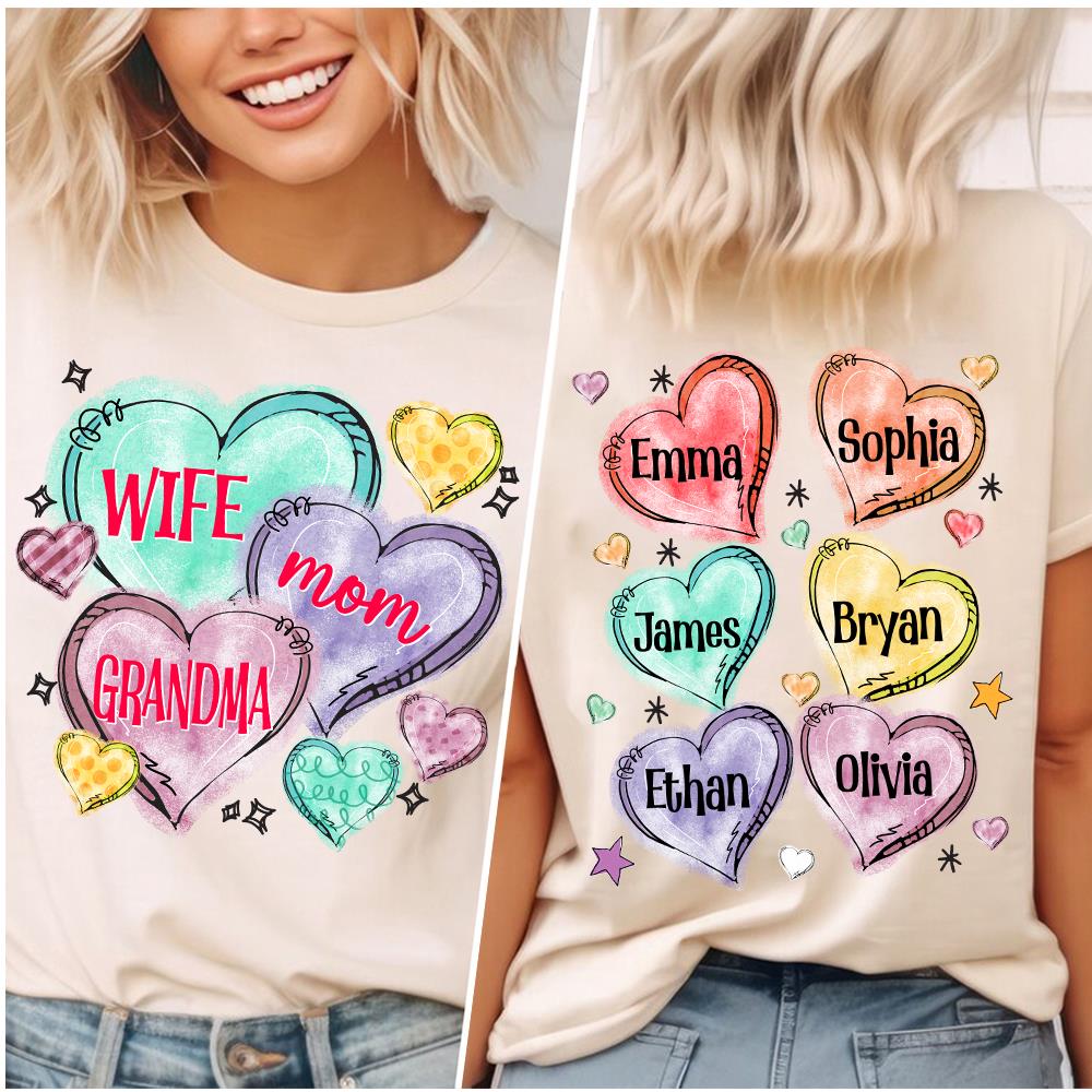 Custom Grandma Candy Hearts for Grandmas Shirt - Personalized Valentine Shirt