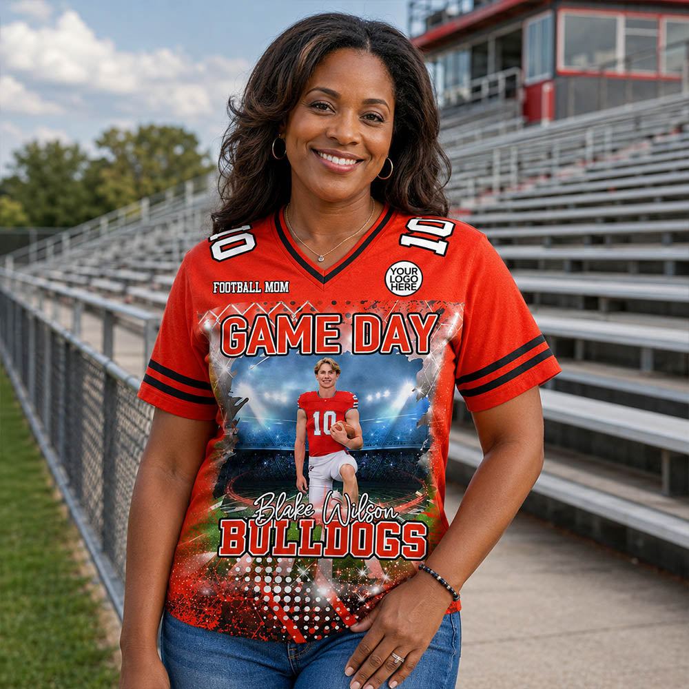 Custom Photo Football Game Day Football Jersey Gift For Football Lovers - Personalized Gift For Football Player