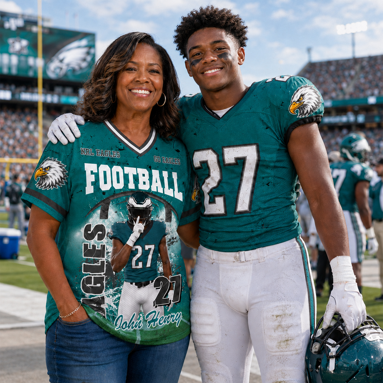 Custom Football Mom Jersey with Photo & Player Number – Personalized Game Day Shirt