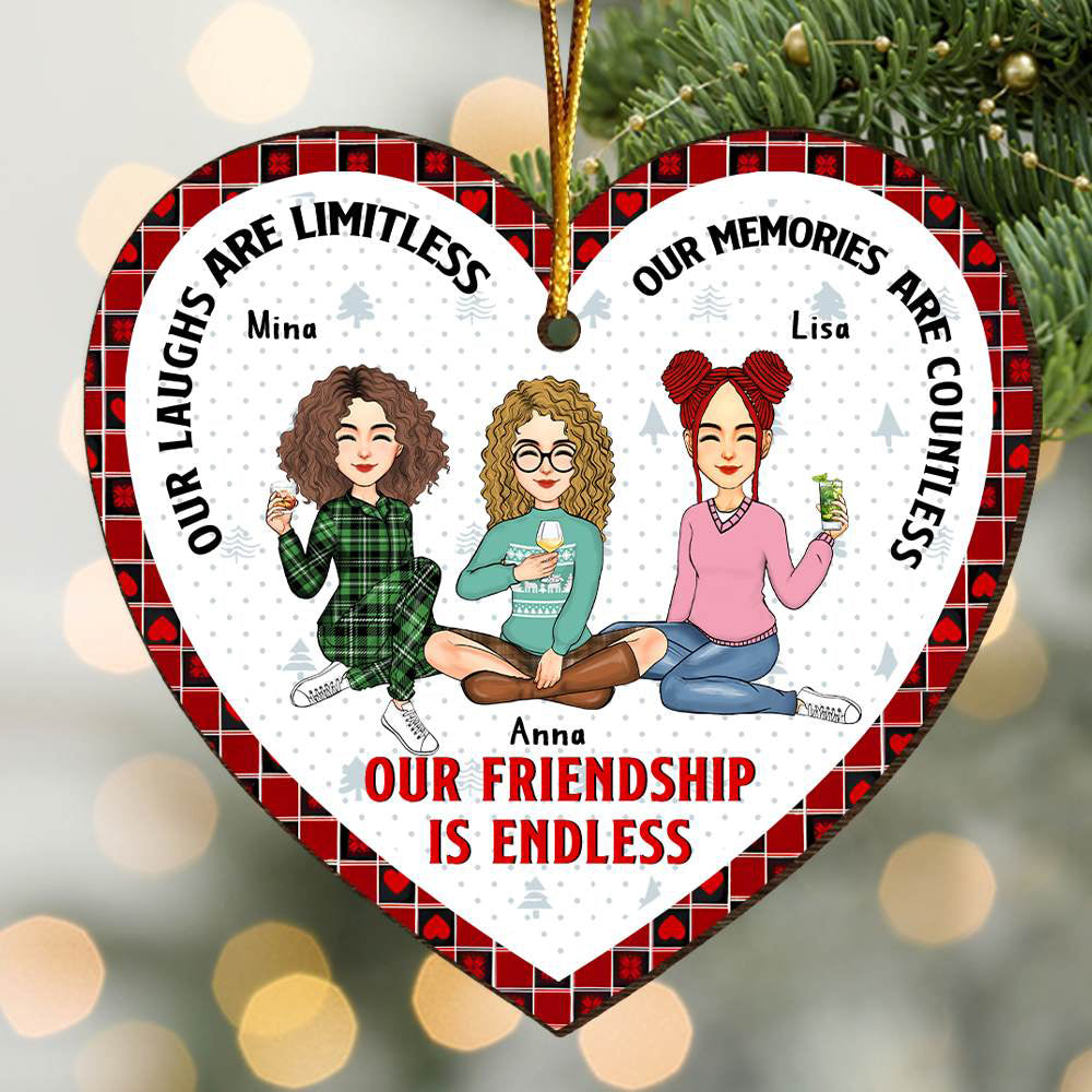 Our Friendship Is Endless Personalized Heart Wooden Ornament Na02