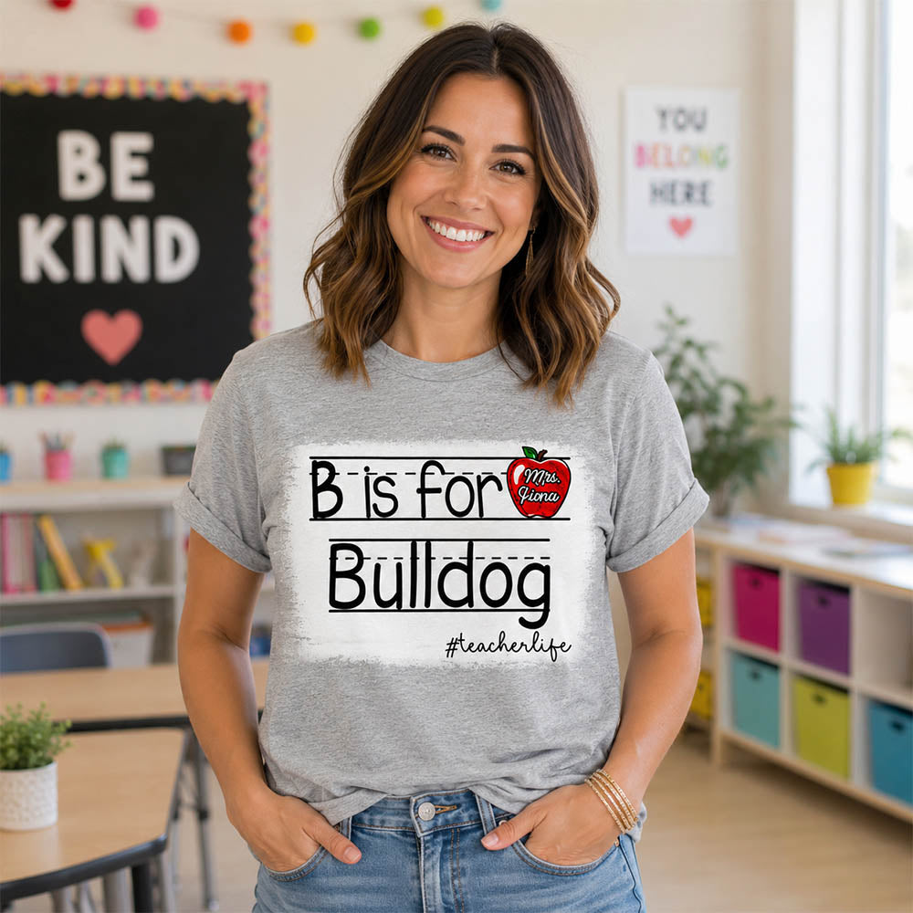Personalized School Mascot Custom Apple Name Teacher T-Shirt, Custom Gifts For Teacher