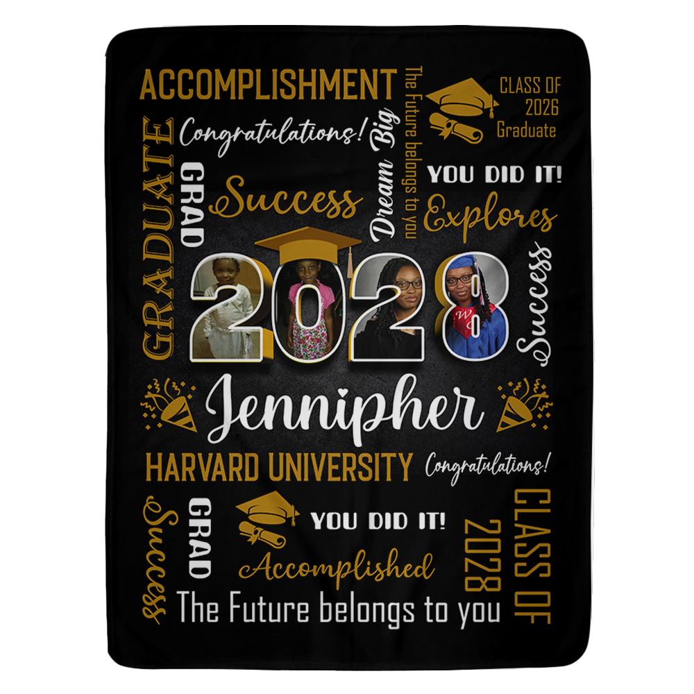 Personalized Graduation 2026 Photo Blanket Gift For College Grads - Graduation Class Of 2026 Gift K1702