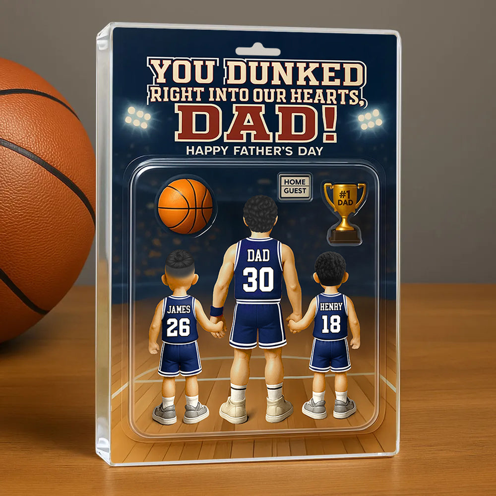 You Dunked Right Into My Heart Dad, Basketball Custom Figure Personalized Acrylic Block Plaque, Gift For Dad A2110