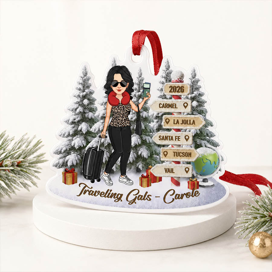 Personalized Travel Adventure Ornament, Custom Traveling Destination Ornament, Couple Traveling Destination, Travel Gift, Christmas Gift Na02