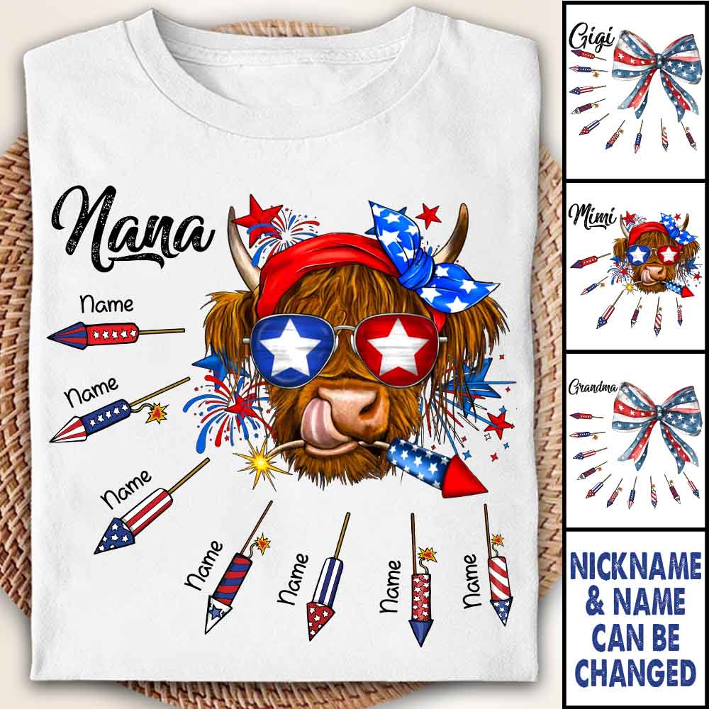 Personalized Grandma Patriotic With Firecrackers, Cute 4Th Of July Shirt For Grandma Vr2