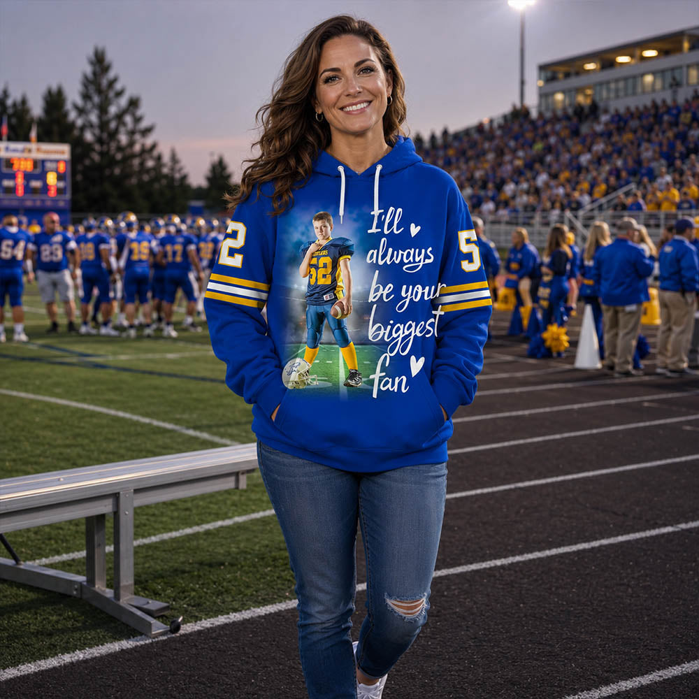 Personalized All Over Print Shirt I Will Always Be Your Biggest Fan Gift For Football Mom Grandma Sport Family K1702