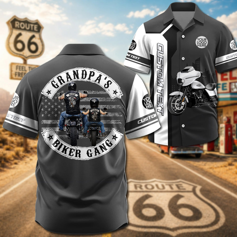 Grandpa’s Biker Gang - Personalized Upload Vechicle Photo Hawaiian Shirt - Personalized Gift For Dad, Grandpa, Biker A2110