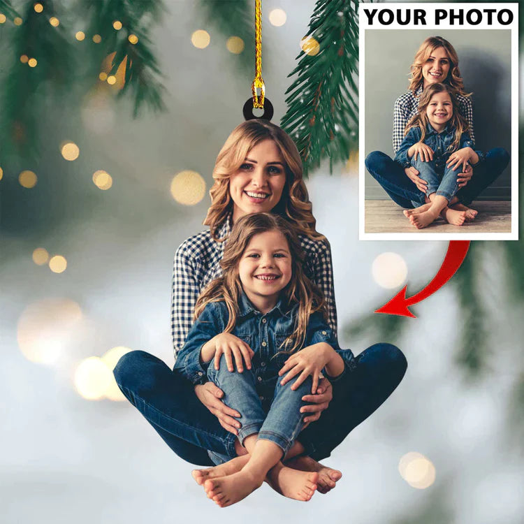 Custom Photo Ornament Christmas Mom and Daughter Gift for Family