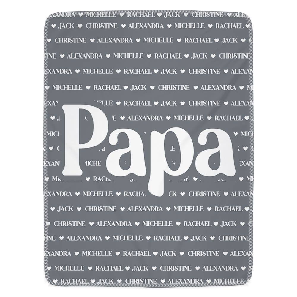 Papa Blanket, Custom Name Blanket, Fleece, Sherpa Blanket, Personalized Family Name Blanket
