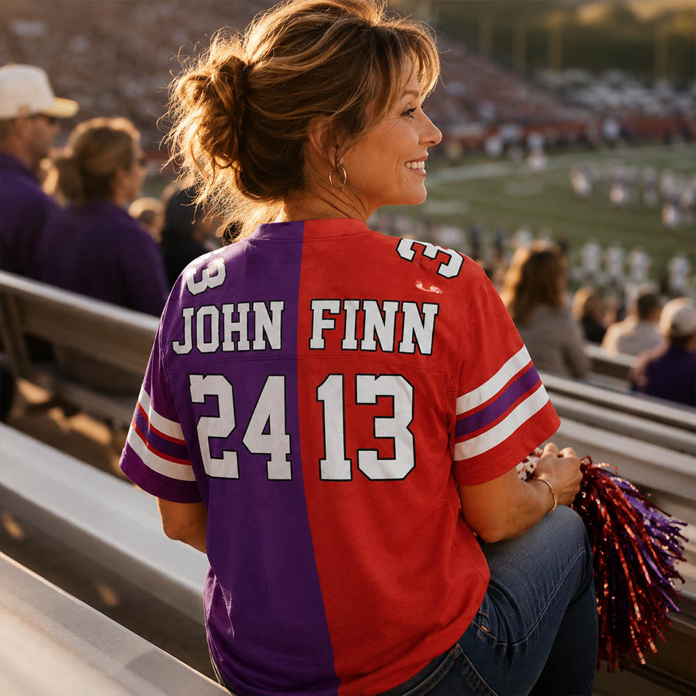 Custom Any Two Football Team, Personalized Team Name And Number Football Jersey, V-neck Short Sleeve Jersey Shirt, Football Jerseys