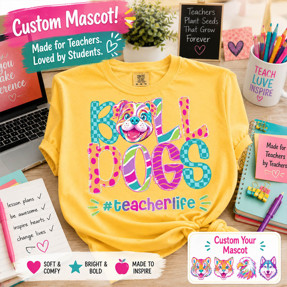 Personalized Mascot Spirit Shirt, Personalized School Spirit Tee, Colorful Team Name T-Shirt