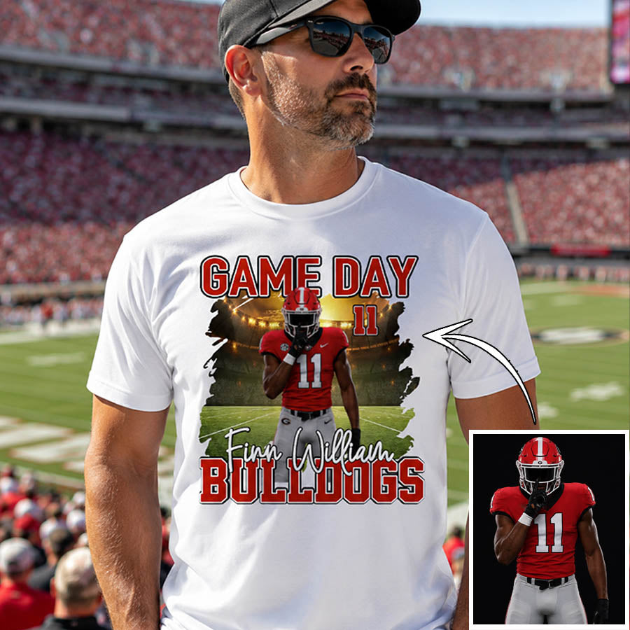 Personalized Football Game Day Shirt with Custom Player Photo, Team Name & Number – Football Mom Dad Family Gift