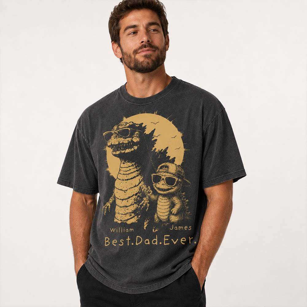 Personalized Best Dad Ever Dadzilla T-Shirt Father Day Gifts for Dad Funny Papa Tshirt Cool Daddy Dinosaur Tee New Art