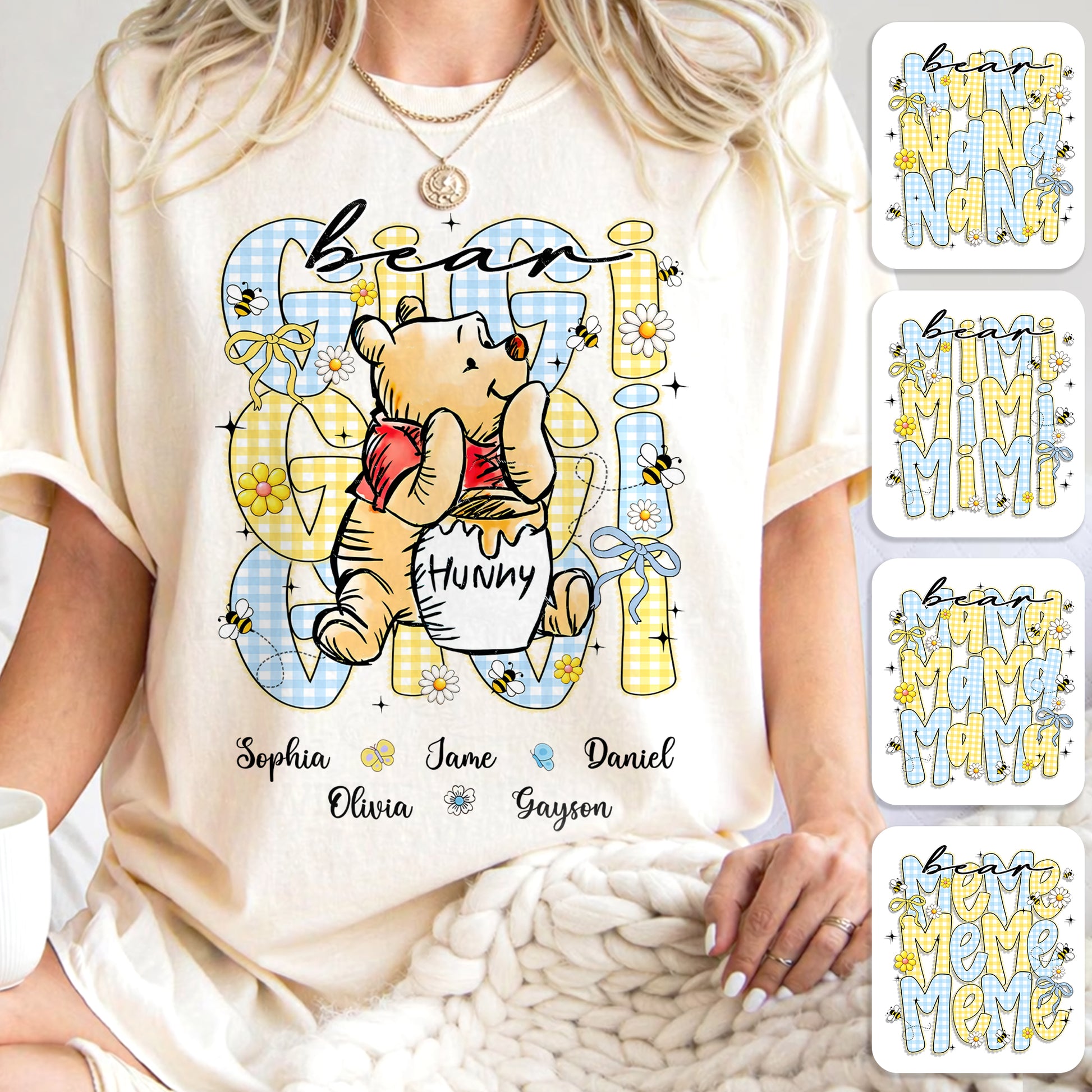 Mama Bear, Personalized Mama Bear Shirt With Bee Kids Name, Gift For Mom Grandma, Gift For Mother's Day MI209 Hv01