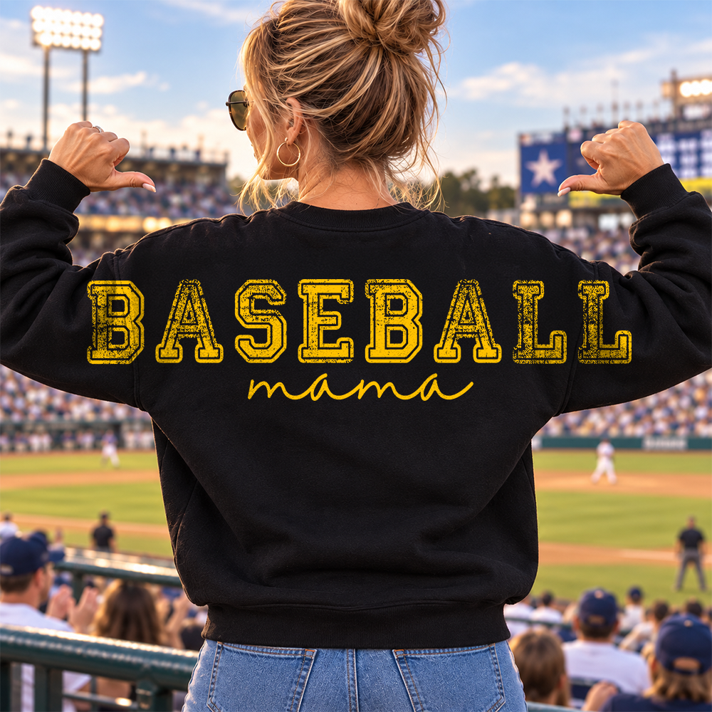 Personalized Baseball Mom Sweatshirt, Custom Large Back Graphic Cheer, Gift For Baseball Mom Family Baseball Lovers MI209 Hv01