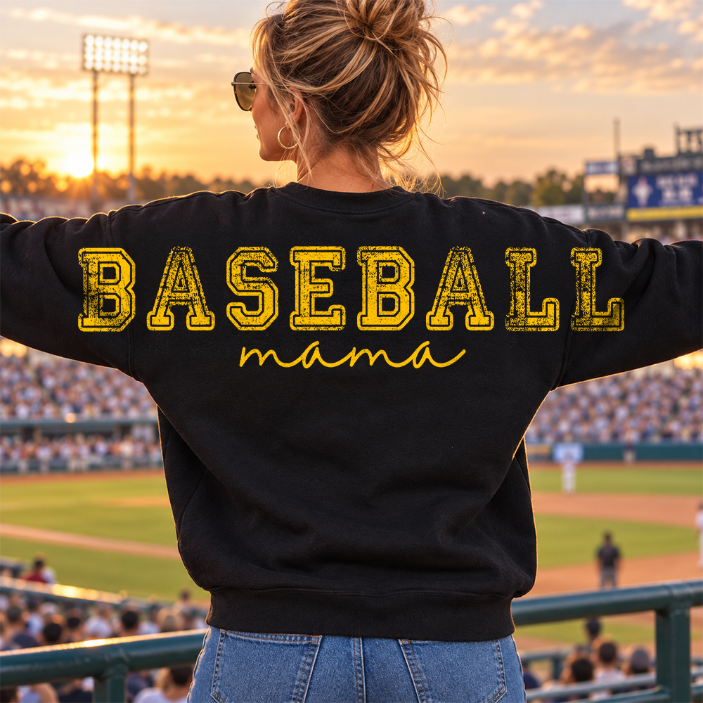 Personalized Baseball Mom Sweatshirt, Custom Large Back Graphic Cheer, Gift For Baseball Mom Family Baseball Lovers MI209 Hv01