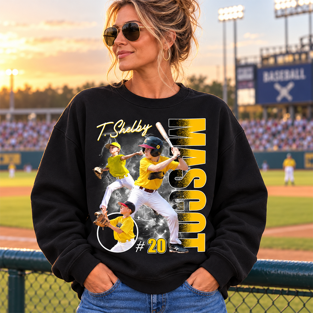 Personalized Baseball Mom Sweatshirt, Custom Large Back Graphic Cheer, Gift For Baseball Mom Family Baseball Lovers MI209 Hv01